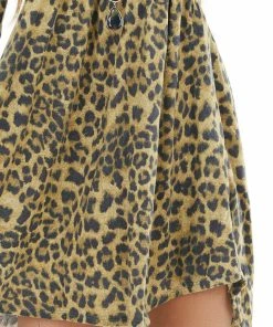 CollectiveRack Dark Beige Leopard Print Babydoll Dress With Pockets