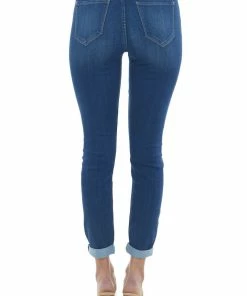 Cello Jeans Bottoms Dark Denim Mid Rise Rolled Hem Skinny Jeggings