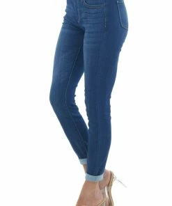 Cello Jeans Bottoms Dark Denim Mid Rise Rolled Hem Skinny Jeggings