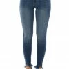 KanCan Dark High Rise Frayed Slit Hem Skinny Jeans