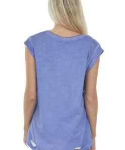 Umgee Tops Dark Iris Mineral Wash Distressed Knit Top 12 Umgee Tops Dark Iris Mineral Wash Distressed Knit Top