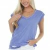Umgee Tops Dark Iris Mineral Wash Distressed Knit Top