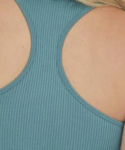 DYNAMIC Dark Juniper Ribbed Knit Racerback Crop Tank