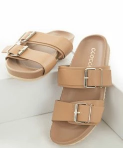 CCOCCI Dark Latte Double Buckle Strap Slide Sandals 20 CCOCCI Dark Latte Double Buckle Strap Slide Sandals