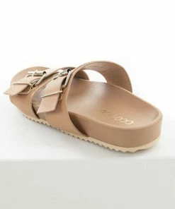 CCOCCI Dark Latte Double Buckle Strap Slide Sandals 18 CCOCCI Dark Latte Double Buckle Strap Slide Sandals