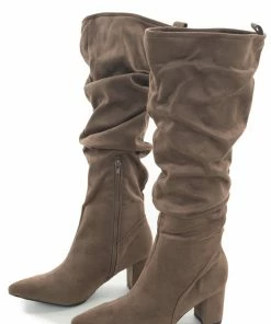 Legend Footwear Dark Latte Pointed Toe Slouchy High Heel Boots