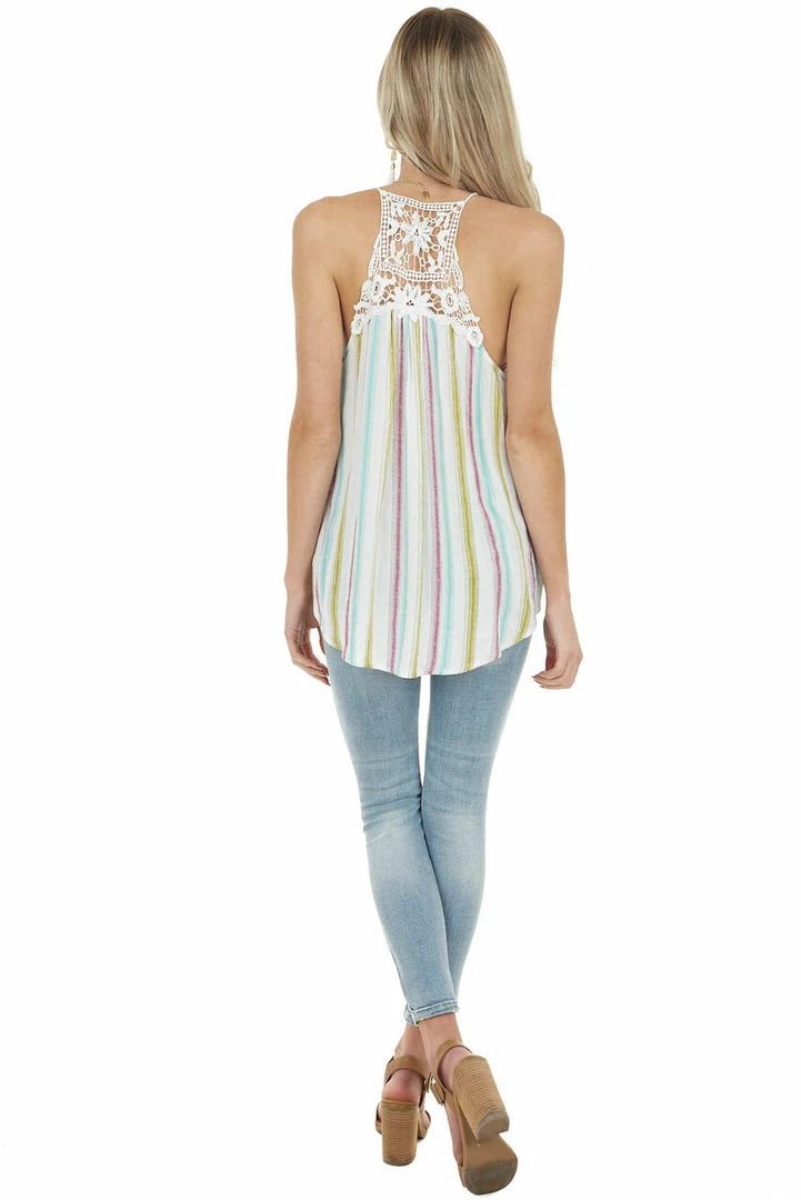 Staccato Tops Dark Mauve Multicolor Striped Tank Top With Keyhole Detail 9 Staccato Tops Dark Mauve Multicolor Striped Tank Top With Keyhole Detail