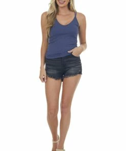 By Together Dark Ocean Seamless Ribbed Double Strap Cami Top Tops