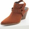 East Lion Corp. Dark Rust Faux Suede Mule Heel Studded Bootie Shoes