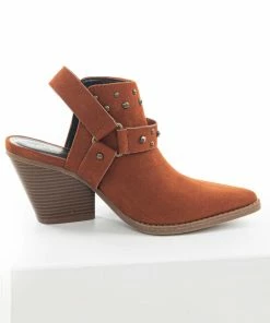 East Lion Corp. Dark Rust Faux Suede Mule Heel Studded Bootie Shoes 19 East Lion Corp. Dark Rust Faux Suede Mule Heel Studded Bootie Shoes