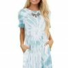 FSL APPAREL Dark Seafoam Tie Dye Short Sleeve Swing Dress With Pockets 2 FSL APPAREL Dark Seafoam Tie Dye Short Sleeve Swing Dress With Pockets