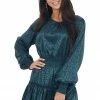 She + Sky Dark Teal Leopard Print Satin Smocked Short Dress Dresses