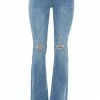I&M Bottoms Medium Wash Distressed High Rise Flare Jeans