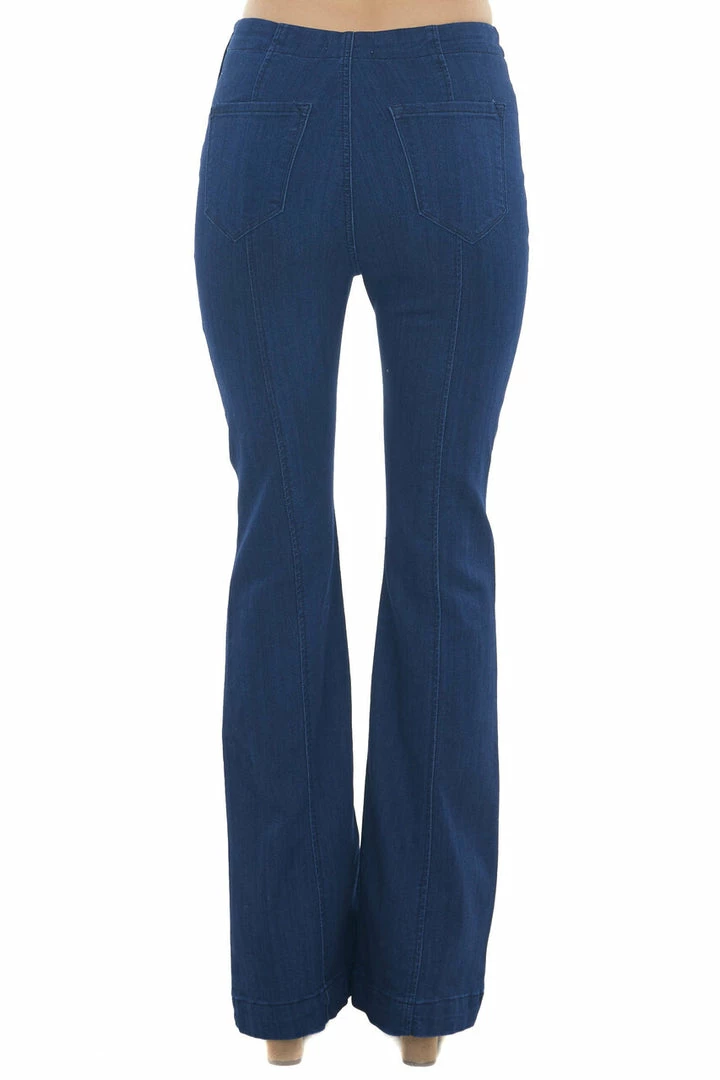 Cello Jeans Dark Wash High Rise Front Seam Flare Jeggings 5 Cello Jeans Dark Wash High Rise Front Seam Flare Jeggings
