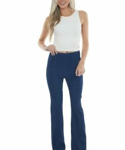 Cello Jeans Dark Wash High Rise Front Seam Flare Jeggings 9 Cello Jeans Dark Wash High Rise Front Seam Flare Jeggings