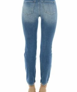 KanCan Dark Wash High Rise Torn Straight Leg Jeans