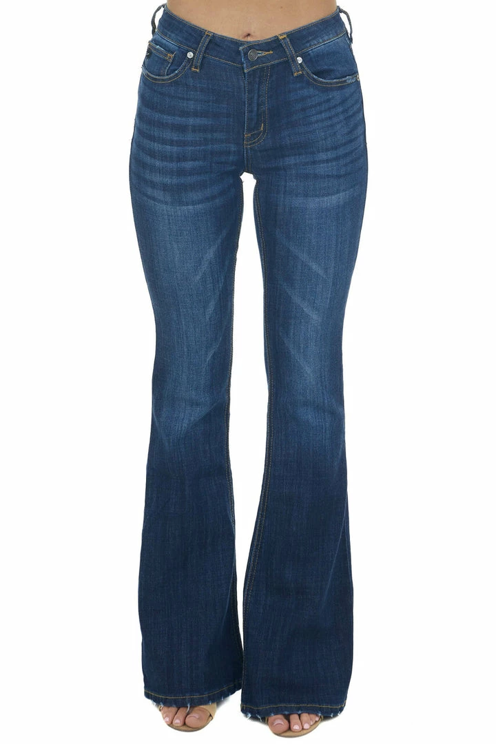 KanCan Dark Wash Mid Rise Flared Fit Denim Jeans Bottoms 5 KanCan Dark Wash Mid Rise Flared Fit Denim Jeans Bottoms