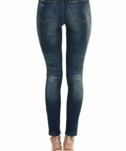 Special A Dark Wash Mid Rise Skinny Jeans With Distressed Cuts Bottoms 12 Special A Dark Wash Mid Rise Skinny Jeans With Distressed Cuts Bottoms