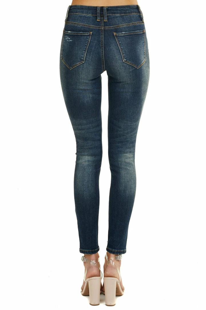 Special A Dark Wash Mid Rise Skinny Jeans With Distressed Cuts Bottoms 5 Special A Dark Wash Mid Rise Skinny Jeans With Distressed Cuts Bottoms