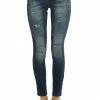 Special A Dark Wash Mid Rise Skinny Jeans With Distressed Cuts Bottoms 2 Special A Dark Wash Mid Rise Skinny Jeans With Distressed Cuts Bottoms