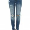 Special A Dark Wash Mid Rise Skinny Jeans With Distressed Details Bottoms