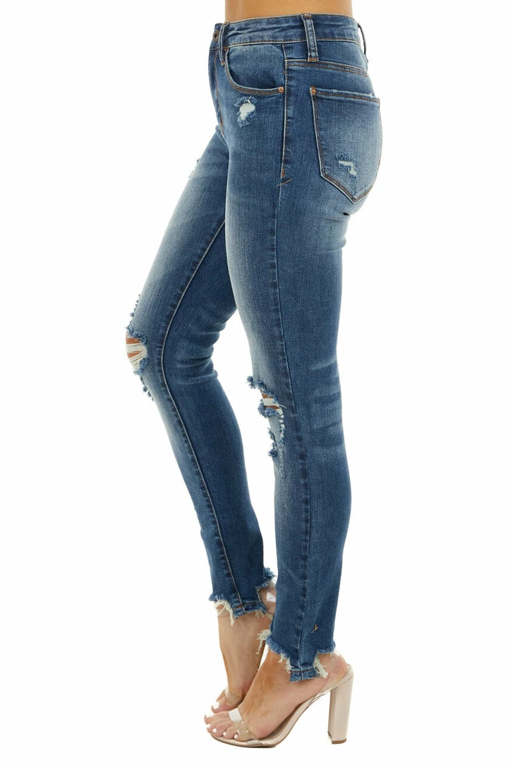 Special A Dark Wash Mid Rise Skinny Jeans With Distressed Details Bottoms 4 Special A Dark Wash Mid Rise Skinny Jeans With Distressed Details Bottoms