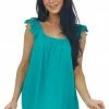 Staccato Tops Deep Teal Lace Strap Scoop Neck Blouse