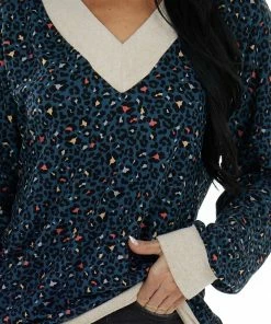 Lovely Melody Tops Deep Teal Leopard Print V Neck Tunic Top 25 Lovely Melody Tops Deep Teal Leopard Print V Neck Tunic Top