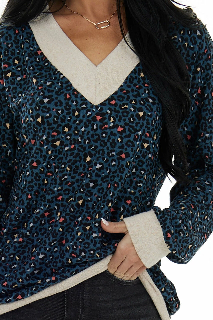 Lovely Melody Tops Deep Teal Leopard Print V Neck Tunic Top 10 Lovely Melody Tops Deep Teal Leopard Print V Neck Tunic Top