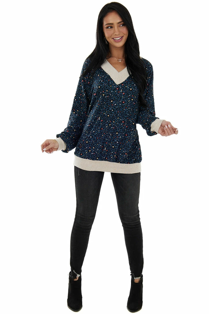 Lovely Melody Tops Deep Teal Leopard Print V Neck Tunic Top 7 Lovely Melody Tops Deep Teal Leopard Print V Neck Tunic Top