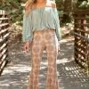 143 Story Desert Sand Paisley Print Flare Pants Bottoms