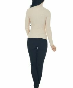 IDEM DITTO Desert Sand Ribbed Knit Long Sleeve Turtleneck 24 IDEM DITTO Desert Sand Ribbed Knit Long Sleeve Turtleneck