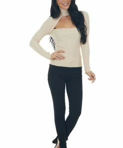 IDEM DITTO Desert Sand Ribbed Knit Long Sleeve Turtleneck 21 IDEM DITTO Desert Sand Ribbed Knit Long Sleeve Turtleneck