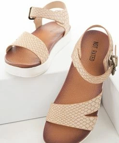 Brand Headquarters Desert Sand Snakeskin Crossover Strap Sandal Shoes