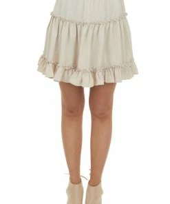 Umgee Bottoms Desert Sand Tiered Elastic Waist Woven Skirt