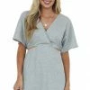 Davi & Dani Dove Grey Waist Cut Out Crinkle Knit Mini Dress