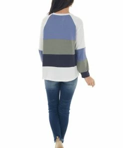 Ces Femme Dusty Blue Colorblock Long Sleeve Knit Top 21 Ces Femme Dusty Blue Colorblock Long Sleeve Knit Top