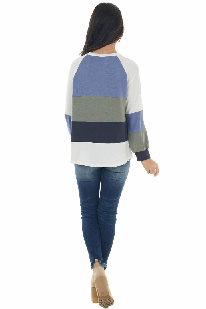 Ces Femme Dusty Blue Colorblock Long Sleeve Knit Top 8 Ces Femme Dusty Blue Colorblock Long Sleeve Knit Top