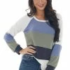 Ces Femme Dusty Blue Colorblock Long Sleeve Knit Top 1 Ces Femme Dusty Blue Colorblock Long Sleeve Knit Top