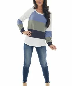 Ces Femme Dusty Blue Colorblock Long Sleeve Knit Top 19 Ces Femme Dusty Blue Colorblock Long Sleeve Knit Top