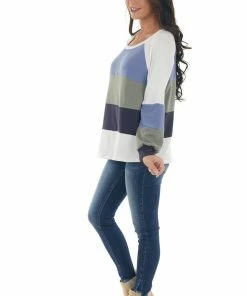 Ces Femme Dusty Blue Colorblock Long Sleeve Knit Top 20 Ces Femme Dusty Blue Colorblock Long Sleeve Knit Top