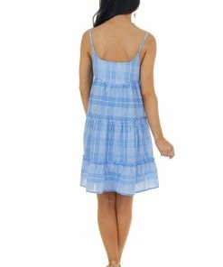 Entro Dresses Dusty Blue Striped Sleeveless Short Dress 24 Entro Dresses Dusty Blue Striped Sleeveless Short Dress