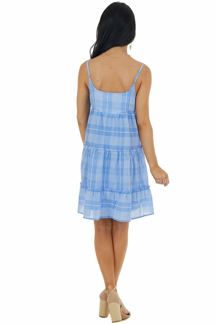 Entro Dresses Dusty Blue Striped Sleeveless Short Dress 9 Entro Dresses Dusty Blue Striped Sleeveless Short Dress