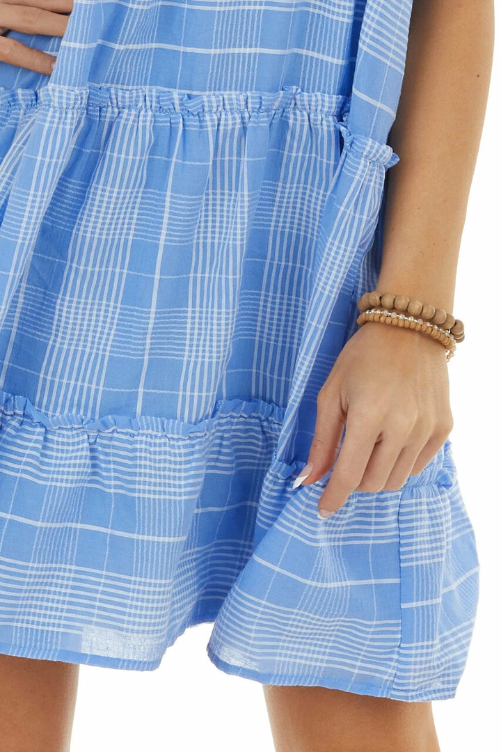 Entro Dresses Dusty Blue Striped Sleeveless Short Dress 10 Entro Dresses Dusty Blue Striped Sleeveless Short Dress