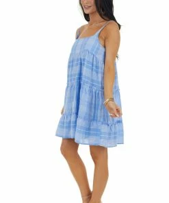 Entro Dresses Dusty Blue Striped Sleeveless Short Dress 23 Entro Dresses Dusty Blue Striped Sleeveless Short Dress