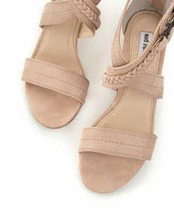 Brand Headquarters Dusty Blush Criss Cross Strap Block Heel With Braided Detail