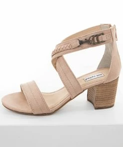 Brand Headquarters Dusty Blush Criss Cross Strap Block Heel With Braided Detail
