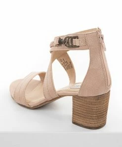 Brand Headquarters Dusty Blush Criss Cross Strap Block Heel With Braided Detail