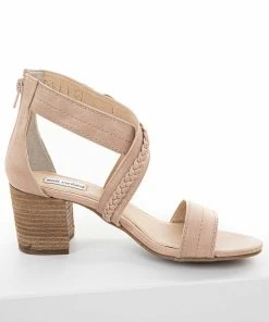 Brand Headquarters Dusty Blush Criss Cross Strap Block Heel With Braided Detail