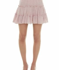 HYFVE Bottoms Dusty Blush Eyelet Lace Tiered Short Skirt